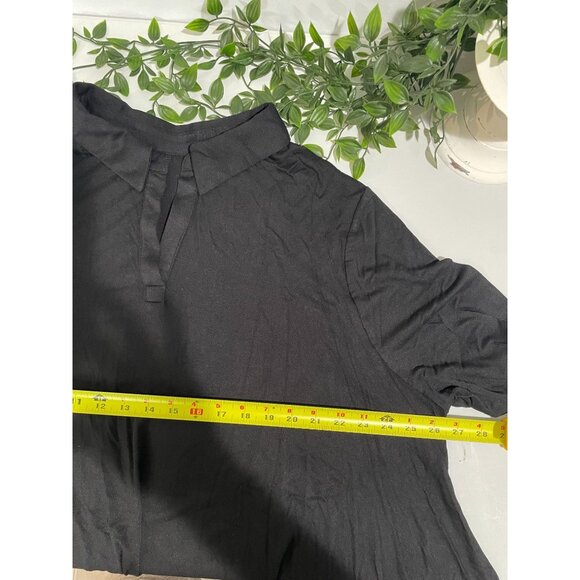 Lane Bryant Womens Black Plus Size 22/24 Short Sleeve Collared Flowy Top - Picture 9 of 10